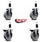 Service Caster 5'' Semi Steel Wheel Swivel 1-3/8'' Expanding Stem Caster Set 2 Brakes, 4PK SCC-EX20S515-SSR-2-PLB-2-138 - alternate 2